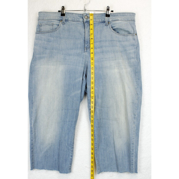 NYDJ Jenna Lift Tuck Ankle Jeans Women 20W Straight Frayed Hem Radiance Blue - Picture 3 of 13